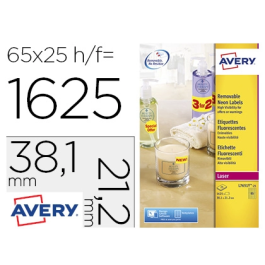 Avery Etiqueta Adhesiva 38,1x21,2 mm Removible Amarillo Fluorescente Caja 1625 Unidades Precio: 27.50000033. SKU: B1D9KBZCKP