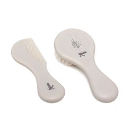 KioKids Set Peine y Cepillo Bebé Cerdas Naturales Extrasuave para Pelo Delicado Recién Nacido Gris +0 Meses