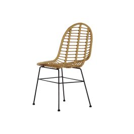 DKD Home Decor Silla Terraza Y Jardin Natural Negro 56 x 91 x 49 cm Ratan Sintetico Metal