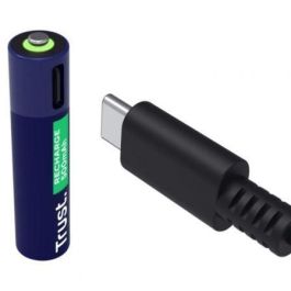 Trust 25585 - Pack de 2 Pilas AAA Recargables USB-C con 800 Ciclos y Carga Rápida 1h