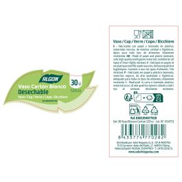 Algon - Set de 30 Vasos de Cartón Blancos de 120 cc (24 Unidades)