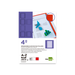 Liderpapel Separador Plástico Alfabético A-Z Cuarto para Documentos 11 Taladros PVC 160 Micras 3x210x170 mm