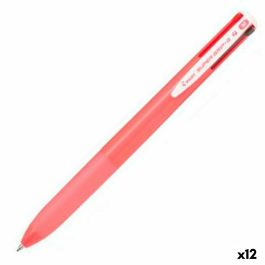 Pilot Bolígrafo Supergrip G 4 Colores Tinta Azul-Rojo-Negro-Verde Cuerpo Rosa Chicle, Punta Bola Aceite Secado Rápido (12 Unidades) (12 Unidades)