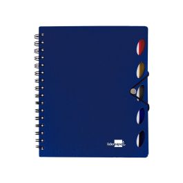 Cuaderno Espiral Liderpapel A4 Micro Executive Tapa Plastico 100H 80 gr Cuadro 5 mm 5 Separadores Con Gomilla Azul