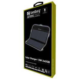 Sandberg Cargador Solar Plegable 13W, Panel Solar de Alta Eficiencia con 2 Puertos USB para Cargar Smartphones, Tablets y Baterías