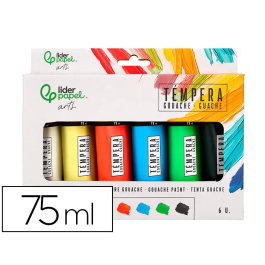 Liderpapel Pintura Gouache/Tempera Caja 6 Tubos 75 ml Colores Surtidos Precio: 11.2651. SKU: B1493S7DDT