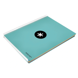 Antartik Cuaderno espiral A4, 120 hojas, 90 gr, liso, 5 bandas, 4 taladros, color menta