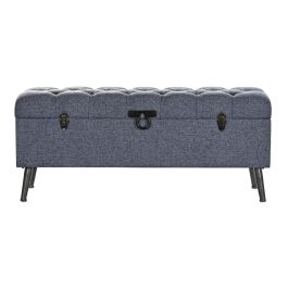 Banco baúl DKD Home Decor Azul Metal Poliéster MDF (121 x 42 x 53 cm)