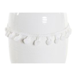 DKD Home Decor Jarrón Boho Blanco Gres Algodón Pompon Colección Kb Etnico 2 (2 Unidades) 10.3 x 14.5 x 10.3 cm