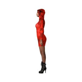 Disfraz Demonia Roja Mujer Vestido Corto Con Capucha Talla M-L Halloween