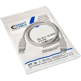 Nanocable 10.01.0303 - Cable USB 2.0 de Conexión USB Tipo A Macho a USB Tipo A Macho, 2 Metros, Color Beige