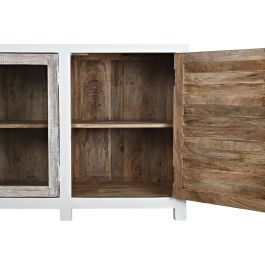 DKD Home Decor Buffet Aparador Romantico Hecho a Mano Madera Mango Blanco Natural 4 Puertas 3 Estanterías 210x40x82 cm DKD Home Decor Buffet Aparador Romantico Hecho a Mano Madera Mango Blanco Natural 4 Puertas 3 Estanterías 210x40x82 cm