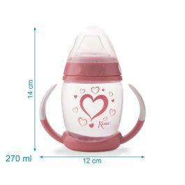 KioKids Taza de Aprendizaje Step 1 Antiderrame Silicona +6 Meses con Asas y Tetina Suave Corazones Rosa Colección Soft Nordic KioKids Taza de Aprendizaje Step 1 Antiderrame Silicona +6 Meses con Asas y Tetina Suave Corazones Rosa Colección Soft Nordic