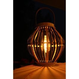 Olivie Lámpara Solar de Bambú Negra para Jardín y Exterior, Iluminación de Acento con Luz Cálida, Crea Ambiente Acogedor