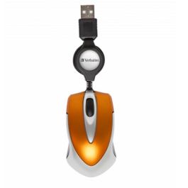 Verbatim Go Mini Ratón Óptico de Viaje USB Retráctil, 1000 dpi, Color Naranja, Ultraligero (44g), Ambidiestro, Ideal para Bolsillos o Portátiles