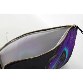 DKD Home Decor Funda para iPad Glam Multicolor Negro de Nylon, Poliéster y PU 36x28x2 cm Colección Peacock