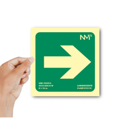 Señal Homologada Fotoluminiscente Flecha Derecha Pvc Verde