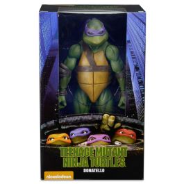 NECA Figura articulada Donatello Tortugas Ninja 42cm, con 30 puntos de articulación y accesorios: pizza, frascos, 7 manos