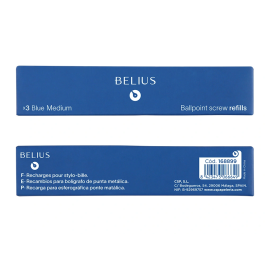 Belius Recambio Bolígrafo Azul 0,8 mm Caja 3 Unidades