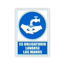 Señal Serigrafiada 1 Tinta Azul Es Obligatorio Lavarse Las Manos