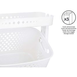 Kipit Ropero Plástico 2 Alturas con Ruedas Blanco 33x84x43cm