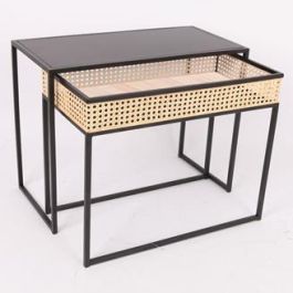 DKD Home Decor Mesa Centro Moderno Negro Natural Ratán Metal Set 2 Piezas 30x50x60 cm Precio: 86.99000002. SKU: B1ETZ8AVA7
