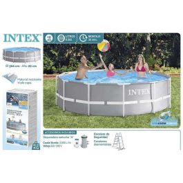 Intex Piscina Prism Frame con Depuradora 8592L, Redonda 366x99 cm para Niños +6 Años, PVC