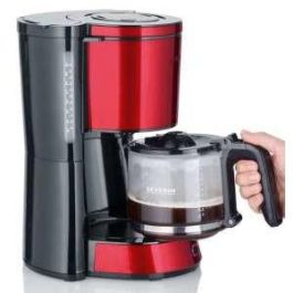 Severin KA 4817 Cafetera de filtro, de café molido, 10 tazas, 1000 W, Negra/Metálica/Roja