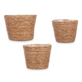 Giftdecor Set 3 Cestos Redondos Esparto Medianos Pequeños 23x18x23cm Natural (Set de 8)