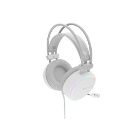 GENESIS Neon 613 Auriculares Gaming Alámbricos USB-A y Jack 3.5mm Diadema Circumaural con Micrófono Boom Iluminación RGB Blanco