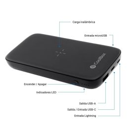 Coolbox Powerbank Qi 10000mAh Negra Batería Externa Portátil