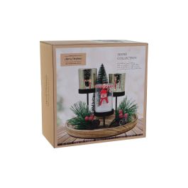 DKD Home Decor Portavelas Verde Natural Cristal y Metal Set de 7 piezas 24.5 x 28 x 24.5 cm