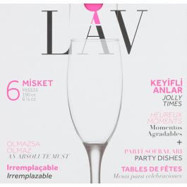 Lav Set 6 Copas Champagne Misket 190 cc Medidas 5 x 5 x 19.3 cm (4 Cajas)