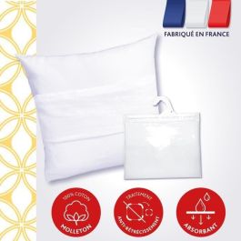 Dodo Almohada Protectora 60x60 cm, Cojín Polar 100% Algodón 200 g/m², Fabricación Francesa