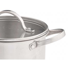 Kinvara Set 3 Cacerolas Ollas de Acero Inoxidable con Tapas de Cristal, 16, 18 y 20 cm de Diámetro y Capacidades 1.4 L, 1.8 L, 2.8 L (2 Unidades)