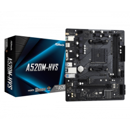 Placa ASRock A520M-Hvs,Amd,Am4,A520,2Ddr4,64,Vga+Hdmi,4Sata3,1M.2,4Usb2.0,2Usb3.2,Usb-C,1Gb,Matx