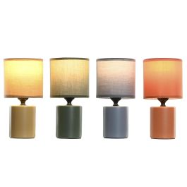 DKD Home Decor Lámpara Sobremesa Urban Cerámica Poliéster E27 50W 12x12x25 cm Pack 12 Unidades Colores Surtidos