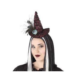 Diadema Sombrero Bruja Morado con Plumas - Complemento para Disfraz de Halloween y Fotos Precio: 4.79000038. SKU: S1130870