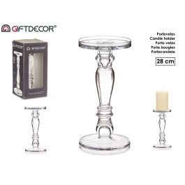 Giftdecor Candelabro de Cristal Anillo Transparente M 28 cm. Ideal para decoración del hogar y eventos especiales. (6 Unidades) Precio: 56.58999995. SKU: B16HD6HWTV