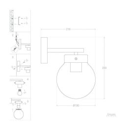 SKD-W1013 Aplique de Pared Banda Aceh Diseño Retro Elegante Compatible Bombilla LED E27 Uso Interior