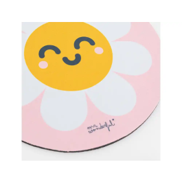 Wondee Alfombrilla de Ratón Redonda Margarita Antideslizante 200mm