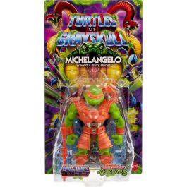 Mattel Figura Michelangelo Turtles of Grayskull Masters of the Universe Orígenes 14cm Articulada con Armadura y Nunchakus