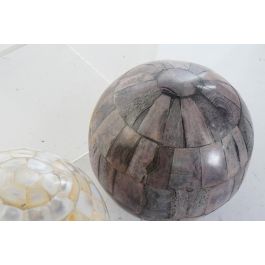 DKD Home Decor Bola Decoracion Colonial Beige Gris Oscuro Hueso Nacar 12 x 12 x 12 cm (4 Unidades)