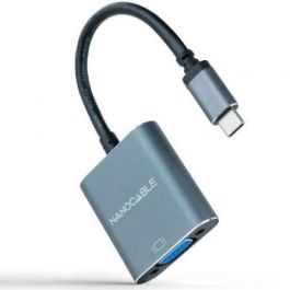 Nanocable 10.16.4101-G Conversor USB-C Macho a VGA Hembra, 10 cm, Gris Aluminio, 1920x1200p, para Macbook Pro/Chromebook