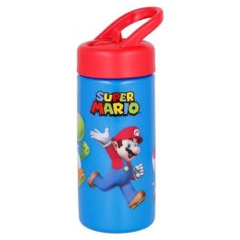 Botella de plástico con asa para llevar super mario 410 ml Botella de plástico con asa para llevar super mario 410 ml
