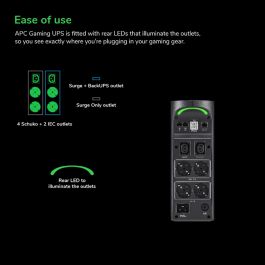 APC UPS Back-UPS Pro BGM2200B-GR 2200VA 1320W 4xSchuko 2xIEC C13 Torre con RGB Beleuchtung