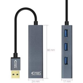 Nanocable 10.16.4402 Hub USB 3.0 con 4 Puertos USB 3.0 Hembra Tipo A - Conexión USB-A Macho - Gris 10 cm Nanocable 10.16.4402 Hub USB 3.0 con 4 Puertos USB 3.0 Hembra Tipo A - Conexión USB-A Macho - Gris 10 cm