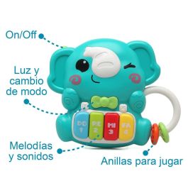 KioKids Juguete Interactivo Musical Elefante con Luces y Sonidos para Bebés +6 Meses, Desarrollo Coordinación Mano-Ojo