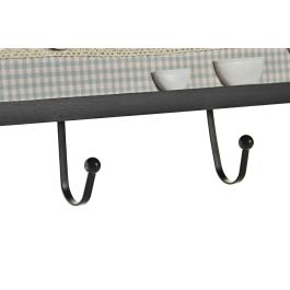 DKD Home Decor Perchero de Pared Shabby Verde, Marrón y Negro con patrón Cafe Vichy de MDF y Metal, 2 Unidades, 4x17x45 cm