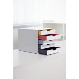 DURABLE VARICOLOR 5 Fächer MIX Caja de cajones, 5 compartimentos, Plástico, Multicolor/Blanco, Apilable, Antideslizante, 280x292x356mm